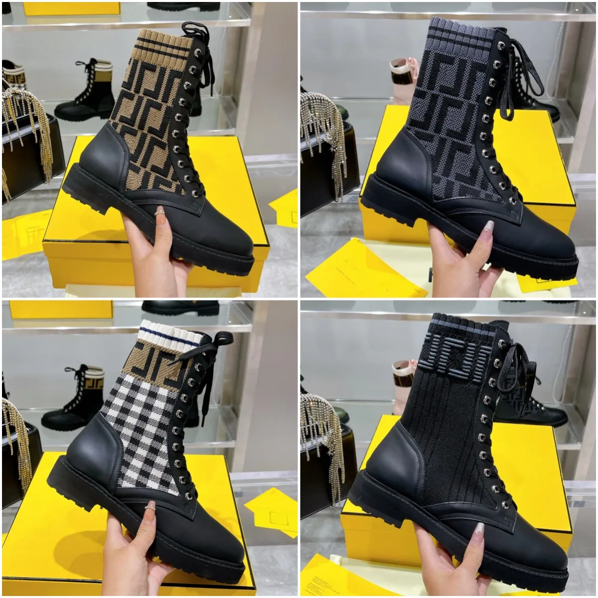 Weihnachten Big Sale Designer Stiefel Damen Plateaustiefel Silhouette Knöchel Martin Booties Echtes Leder Beste Qualität Klassisch Schnürung Marke Casual Outside 10A