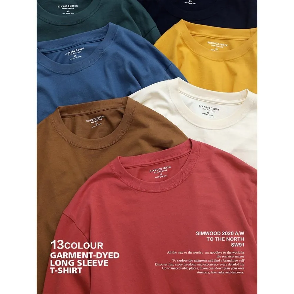 남자 티셔츠 스프링 긴 슬리브 티셔츠 셔츠 남자 단색 100%면 O- 넥 탑 플러스 크기 고품질 티셔츠 SJ120967 230719