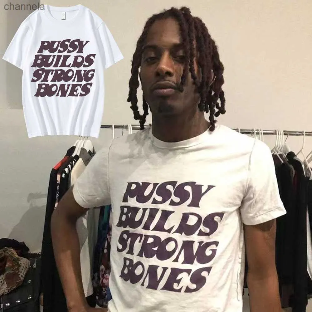 T-shirts pour hommes Pussy Builds Strong Bones Rappeur Playboi Carti T-shirt Vintage Hip-Hop surdimensionné à manches courtes en coton T-shirts occasionnels T231201