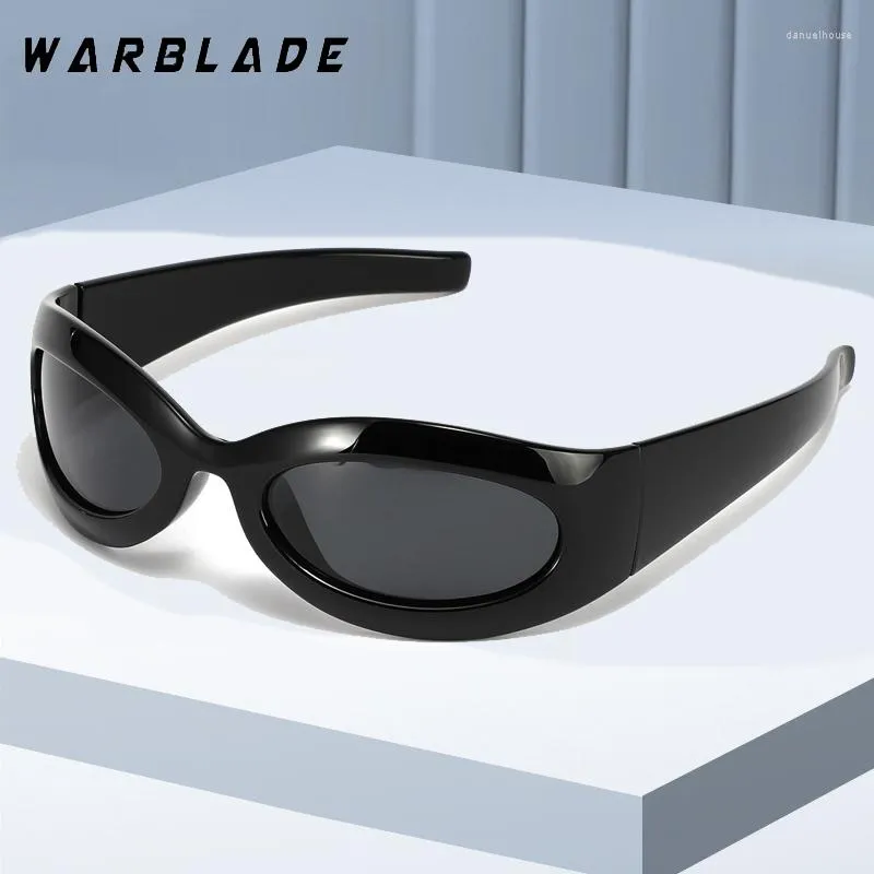 Zonnebril WarBLade Vintage Sport Damesmode Y2K Cat Eye Zonnebril Wrap Around Driver Fietsen Punk Goggle Heren Shades