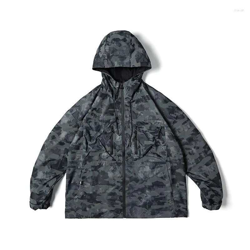 Mannen Jassen Japanse Stijl Camouflage Jas 2023 Multi-pocket Capuchon Mannelijke Jas Outdoor Jogging Koppels Sport Windjack