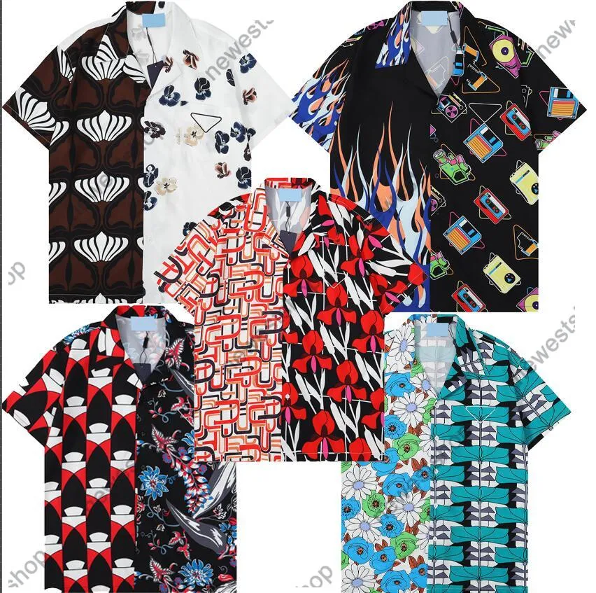 Mix Order Mens Dised Disual 23ss Hawaii Floral Flowers Print Beach Tshirts Designer Tshirt Tshirt Disual Summer Silk Bowling Shirt T-Shirt XXXL 3XL
