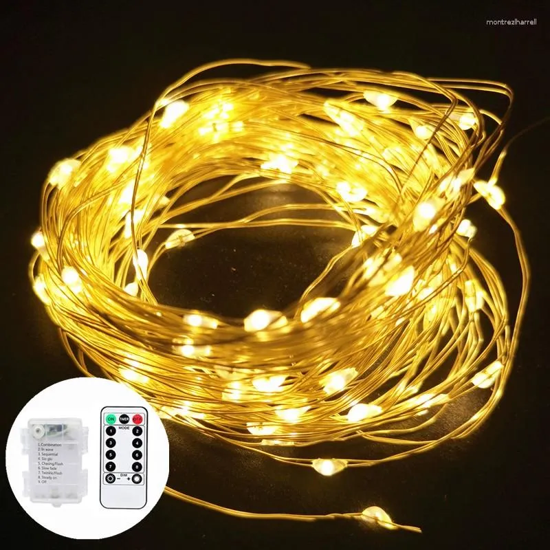 Cordes étanche mariage éclairage batterie LED fil de cuivre chaîne lumière télécommande décoration de noël fête vacances lampe