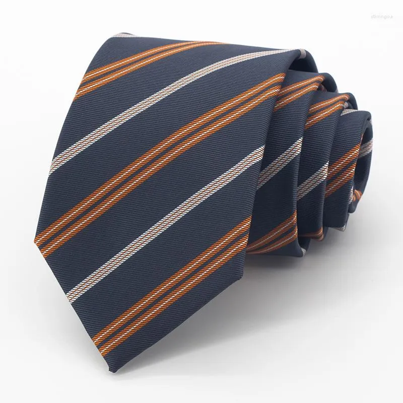 Bow Ties Fashion Striped 8cm slips för män Mariage Business Dress Office Slipsar Högkvalitativ Cravate Bröllopspresenter med låda