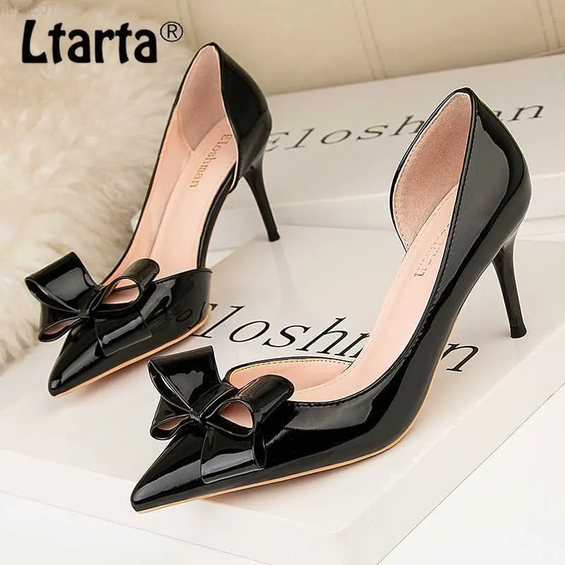 Sandaler LTARTA 2021 Kvinnor OL Fashion High Heels Women's Shoes Thin Heeled High Heels Delicate Bow Side Hollow Single Shoes ZWM-899-33 L230720