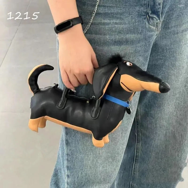 Cartoon Dachshund Dog Shape Handbag Women Purses Shoulder Bag Girls Crossbody Designer Ladies Mini Clutch 2024 Fashionable Evening Bag PU Leather