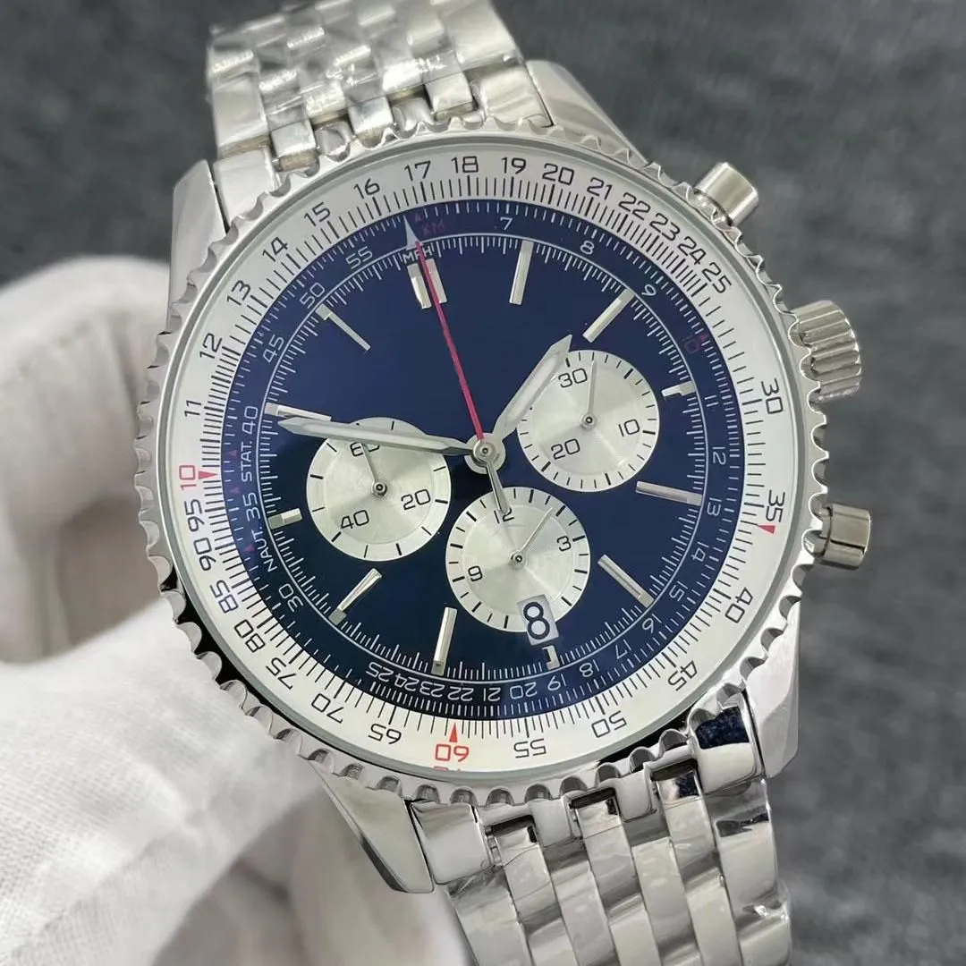 DHgate Bretiling B01 B20 Mens Watch Navitimer Chronograph Quartz Steel Black Dial Limited 50th Anniversary Edition Watches