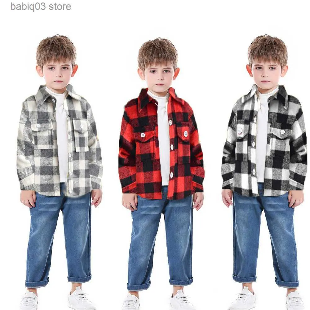 Camicie per bambini Abbigliamento per bambini autunno maniche lunghe risvolto monopetto camicia a quadri primavera multicolore opaco cappotto per bambini casual T230720