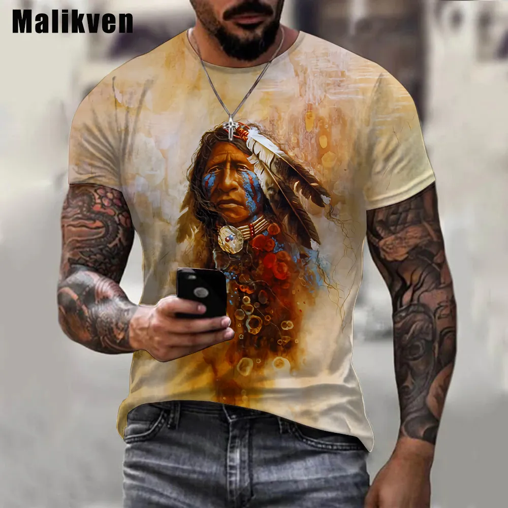 2022 offre spéciale indiens Culture imprimé T-shirt été hommes 3D T-shirt décontracté col rond indiens crâne T-shirt Streetwear