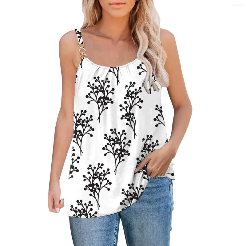 Débardeurs pour femmes Débardeur flatteur Summer Fashion Camisole Loose Fit Ladies Tops avec mignon imprimé floral Vest Camiseta Tirantes Mujer