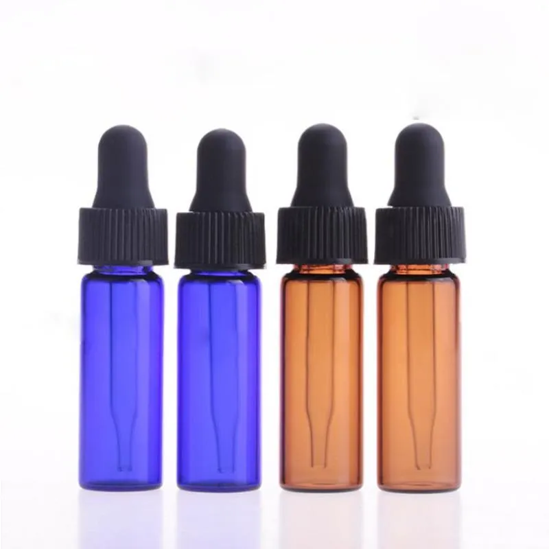 Duidelijke barnsteenblauw glas 4 ml Refilleerbare lege glazen flessen Aromatherapie Container Oogdruppel Essentiële oliefles voor Travel 2400 stks BWMCX