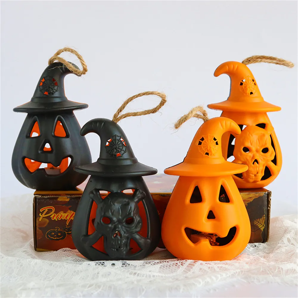 Halloween -dekorationer lyser upp pumpa lyktor för husfest läskiga rekvisita batteri drivs xbjk2307