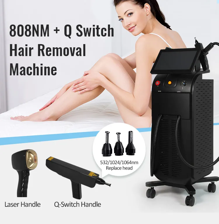 Professional 808Nm Diode Laser Hair Removal yag Laser Tattoo Removal Pico Remove lip line 2 Years warranty