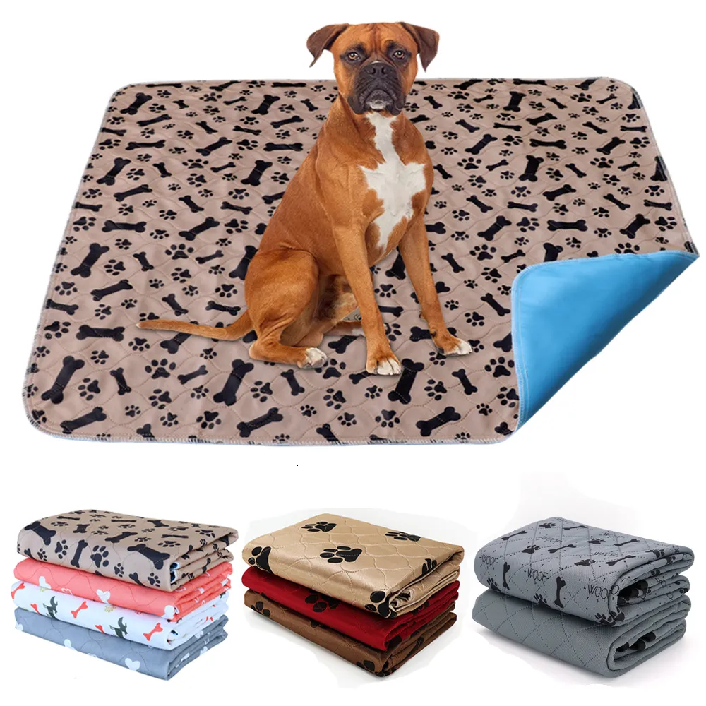 Zwinger Stifte Wasserdichte Haustier Windel Matte Wiederverwendbare Hund Urin Pad Waschbare Hunde Katze Windeln Pads Knochen Pfotenabdruck Sitzbezug Matten für Sofa Bett 230719