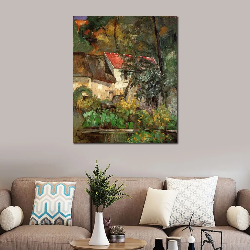 Abstract Landscape Canvas Art the House of Pere Lacroix in Auvers Paul Cezanne Oil Painting Handmade Modern Artwork