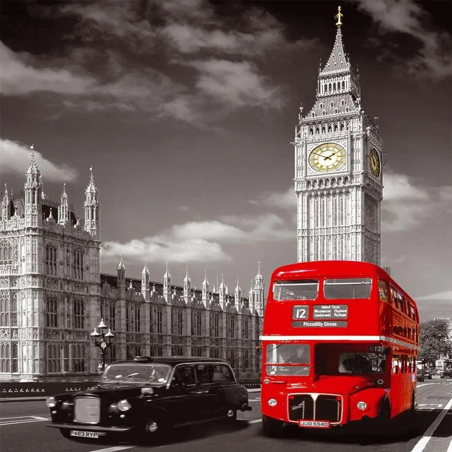 Direktförsäljning Londonbuss med Big Ben CityScape Home Wall Decor Canvas Picture Art Unramed Landscape HD Print Målning Arts2415