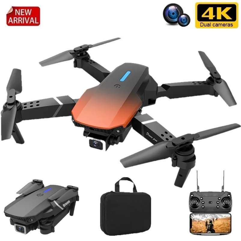 Ny Orange E525 E88 Pro Mini Drone 4K Professional HD 1080p Kamerhöjd Håll RC Foldbar Quadcopter Drone Gifts Toys Boys