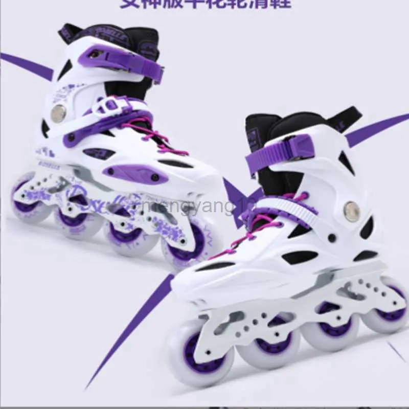 Inline Roller Skates College adult men and women flat flower skates straight roller ice single altructed year beginner college student flush skates HKD230720