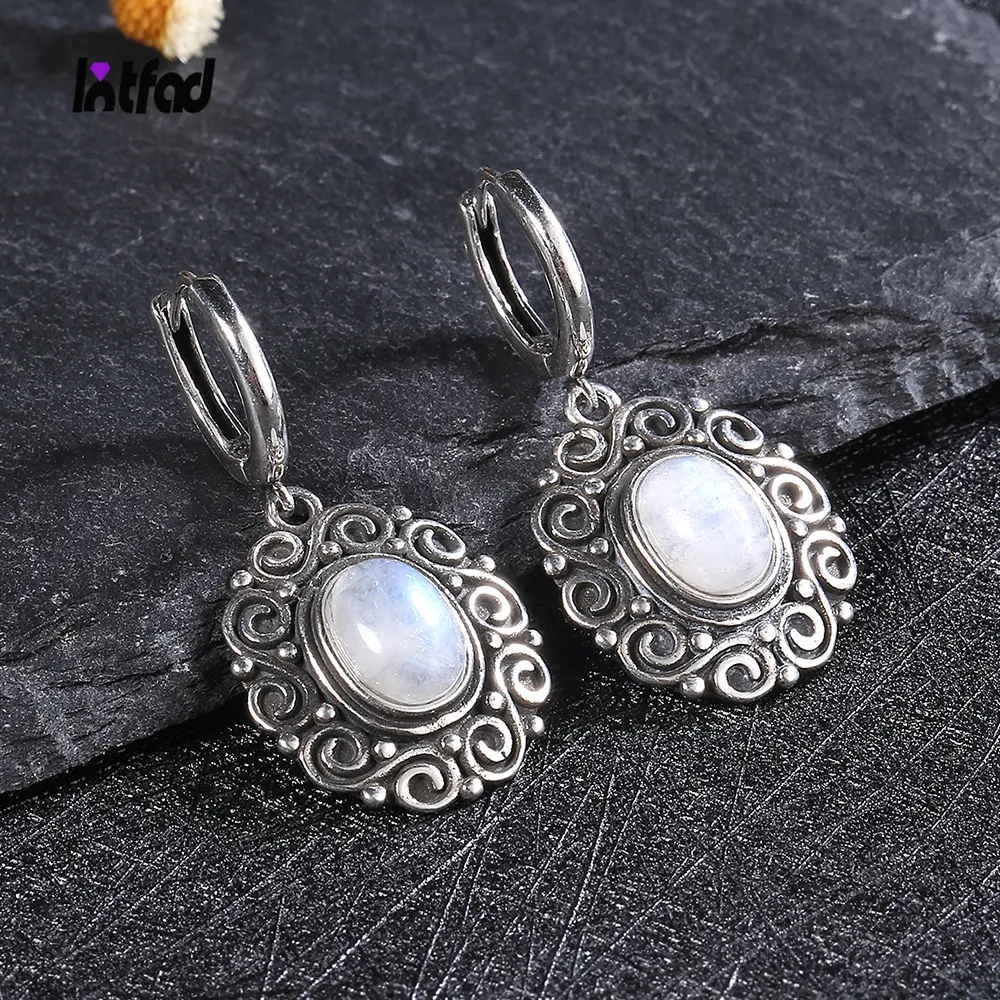 Stud 925 Sterling Silver Moonstone Womens Pendant Earrings Oval Amethyst Charoite Party Wedding Gift Blue Beach Stone 230719