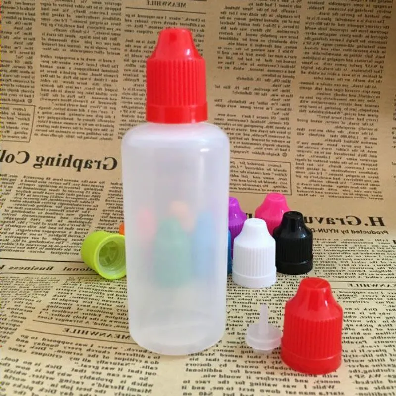 1000 Pz/lotto 60ml Bottiglie Vuote E-liquid 2OZ Bottiglie Contagocce di Plastica per Eliquid con Coperchi Colorati Xjgql