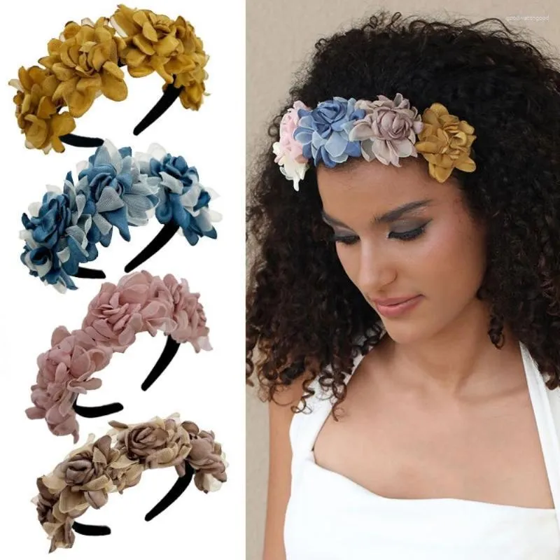 Haarspangen, großes Blumen-Stirnband für Damen, Mode, Festival, Party, dekoratives schwarzes Band, Reifen, Pflanzen-Haarband, Haarschmuck, Schmuck mit Juwelen