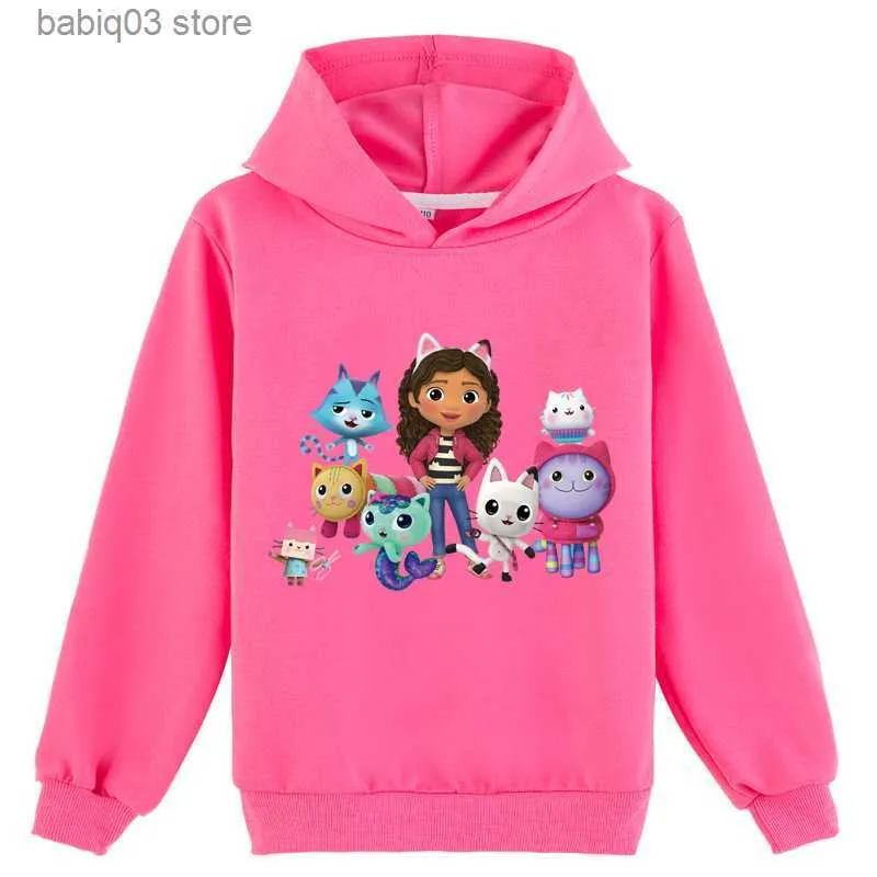 Felpe con cappuccio Felpe Bambini Gabbys Doll House Felpa con cappuccio Bambini Primavera Autunno Giacche a maniche lunghe Cartoon Ragazzi Gabbys Cats Maglione Ragazze Panno casual T230720