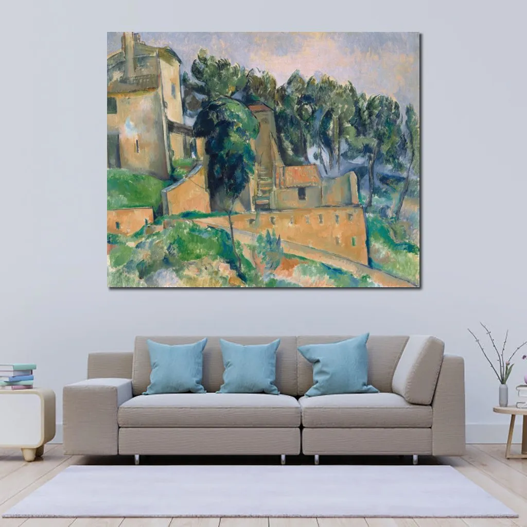 Large Abstract Canvas Art the House at Bellevue Paul Cezanne Hand Painted Oil Painting Statement Piece for Home