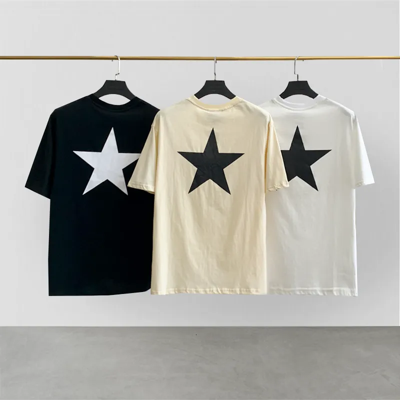 Men's T-Shirts Classic Summer Mens T-shirt Hip Hop Loose Oversize tee Five pointed Star Print High Street Fashion Brand Short Sleeve 230719