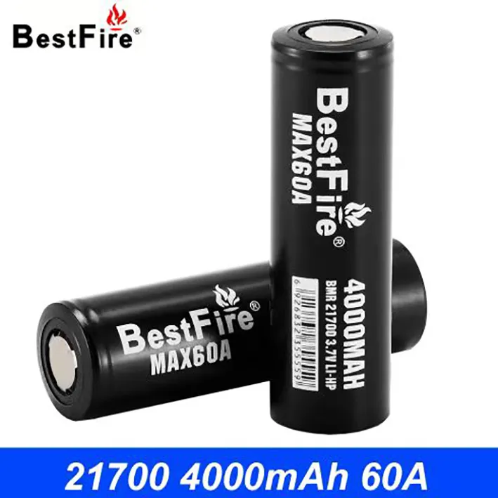 Original BestFire 21700 bateria recarregável de íon de lítio 4000mAh 60A 3.7V bateria de alimentação