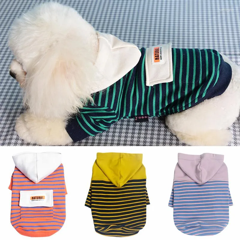 Chien Vêtements Automne Hiver Coton Chat Hoodies Vêtements Pour Animaux De Compagnie Pour Petits Chiens Chihuahua Yorkshire Stripe Chiot Sweat Pulls Ropa Perro