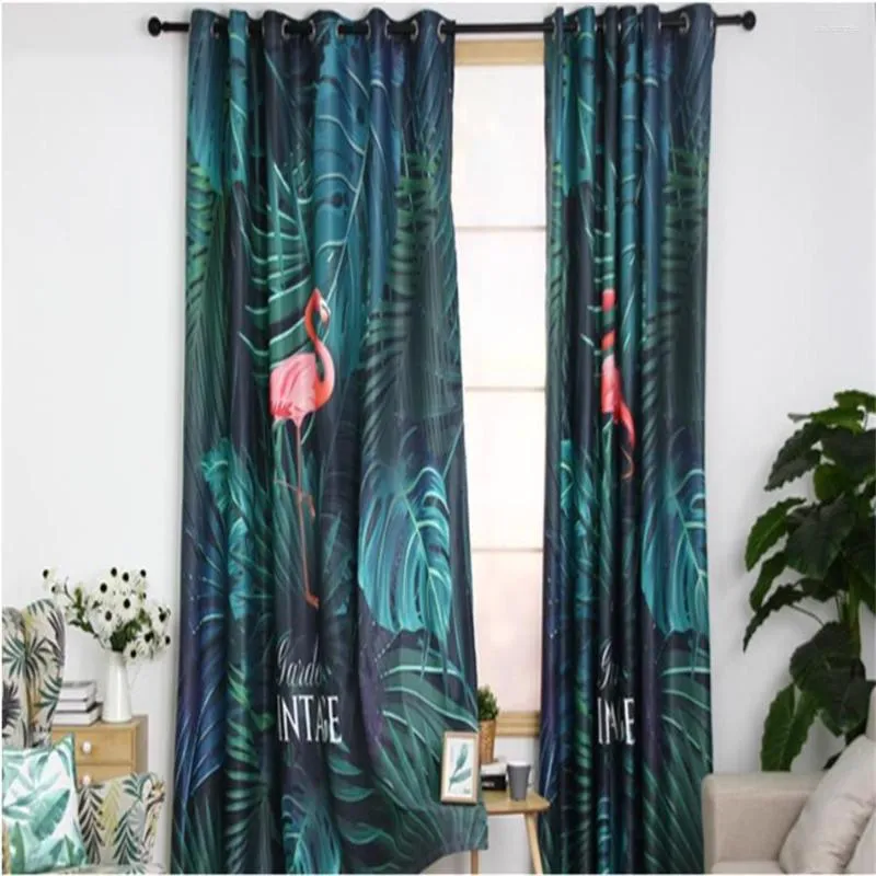 Curtain Luxury Blackout 3D Window For Living Room Banana Leaf Customized Bedroom Balcony Study