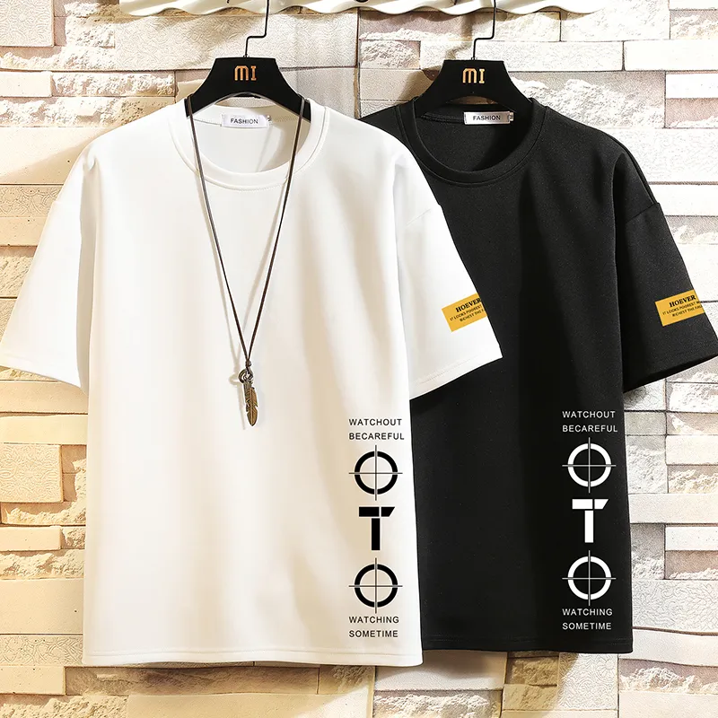 メンズTシャツ夏のプリント半袖Tシャツ黒と白のトップグレードのブランドファッションアパレルプラスサイズM5xl Oネック230720