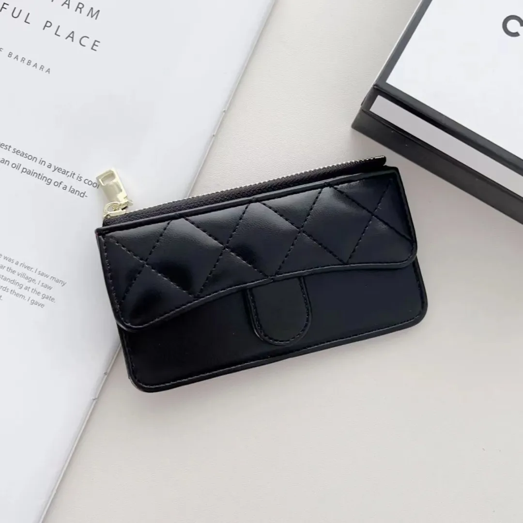 Klassisk designer Caviar Card Holder Fashion Womans äkta läder blixtlås plånbok mynt handväska mans nyckelring kreditkort flip väska resedokument passinnehavare