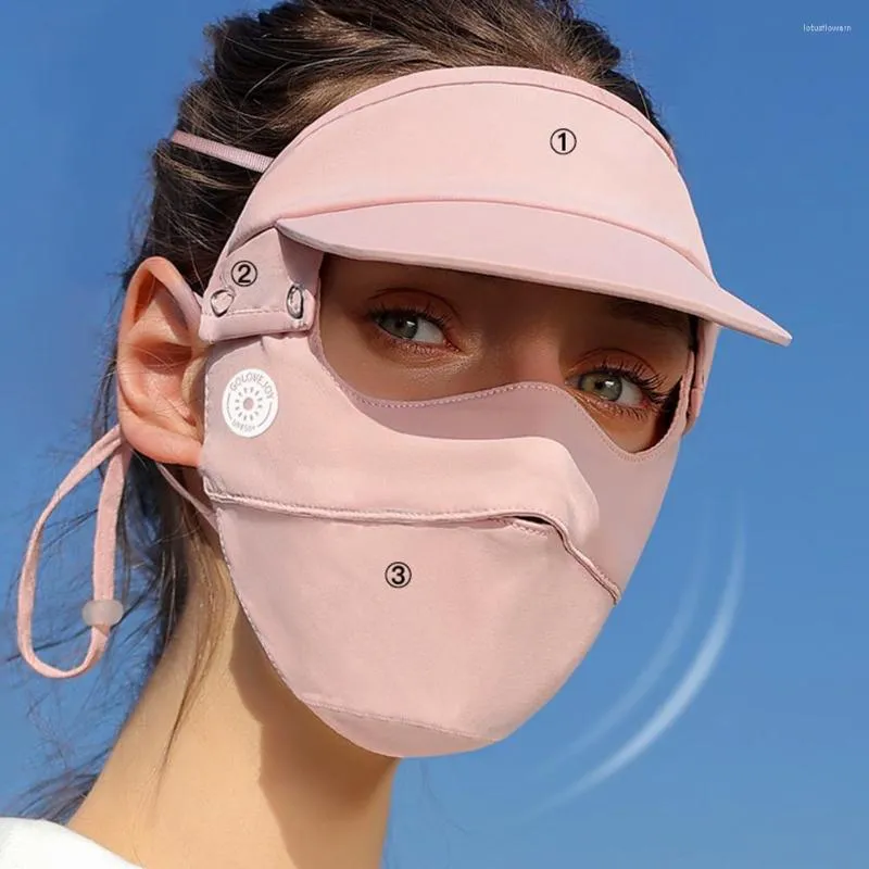Bandanas Outdoor Unisex Sun Protect Caps med Brim Mask Summer UV Protection Sunscreen Breattable Silk Eye Riding