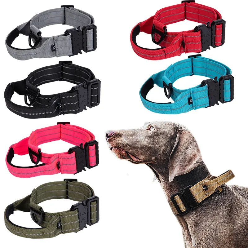 Colliers de chien laisses collier de chien lourd collier tactique ceinture ensemble collier de dressage de chien réfléchissant réglable pour moyen à grand chien accessoires de chasse 230719