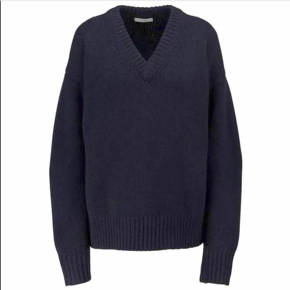 T/E RO pull en laine femmes automne/hiver Design minimaliste épaissi chaud col en v doux gluant cachemire pull tricot