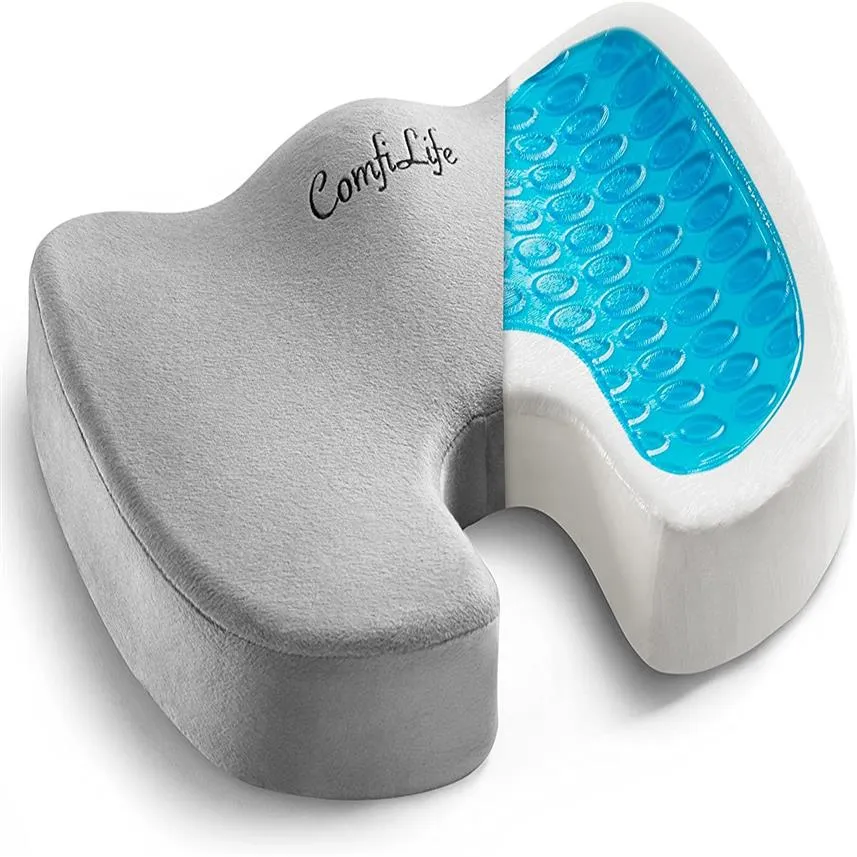 Comfilife Gel Enhanced Seat Cushion - Non-Slip Orthopedic Gel & Memory Foam Coccyx