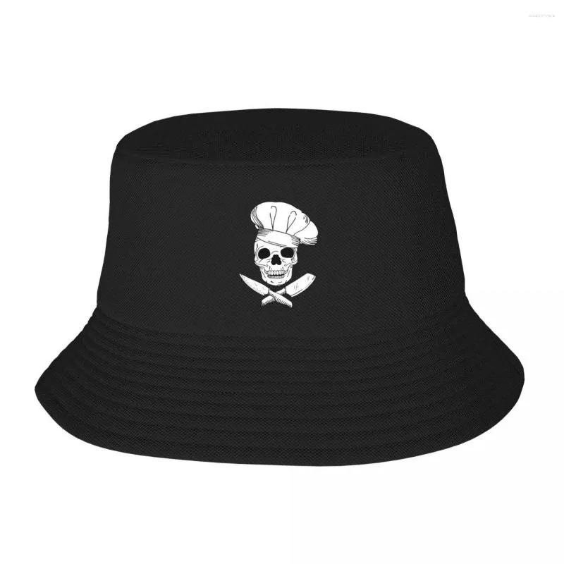 Berets Skull Wearing Chef Hat And Crossed Kitchen Knives Bucket