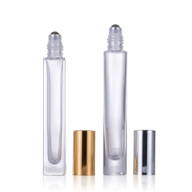 Wholesale Thick Bottom 10ml Glass Roll On Bottles Pen Shape 1 3 OZ Clear Essential Oil Glass Tube Free Shipping Tsmmc