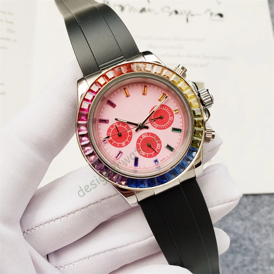 Reloj de diamantes para hombre Reloj de moda de diseñador de lujo Movimiento automático Reloj mecánico Correa de acero inoxidable de goma Cristal de zafiro resistente al agua Regalo exquisito