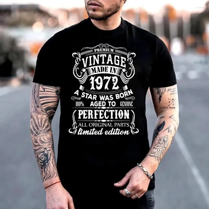 T-shirty Męskie T-shirty Premium Vintage wykonane w 1972 r. 51 rok urodzin Prezent Prezent Hip Hop Limited Edition dla facetów