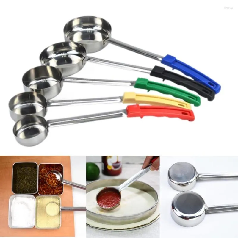 Colheres Colher de Molho de Aço Inoxidável Com Cabo Longo de Borracha Anti-Pizza Concha Medidora Sopa Cozinha Utensílios de Mesa