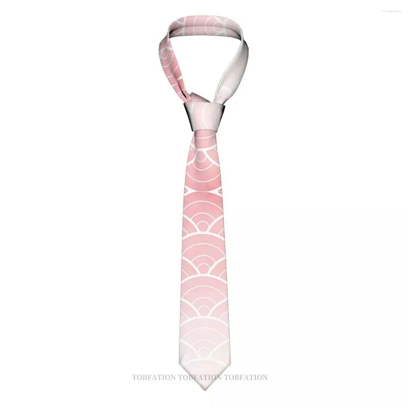 رابط القوس الوردي أومبير الأمواج اليابانية نمط طباعة الموجة غير الرسمية للجنسين الرقبة ربطة عنق اليومية ارتداء ضيقة مخططة