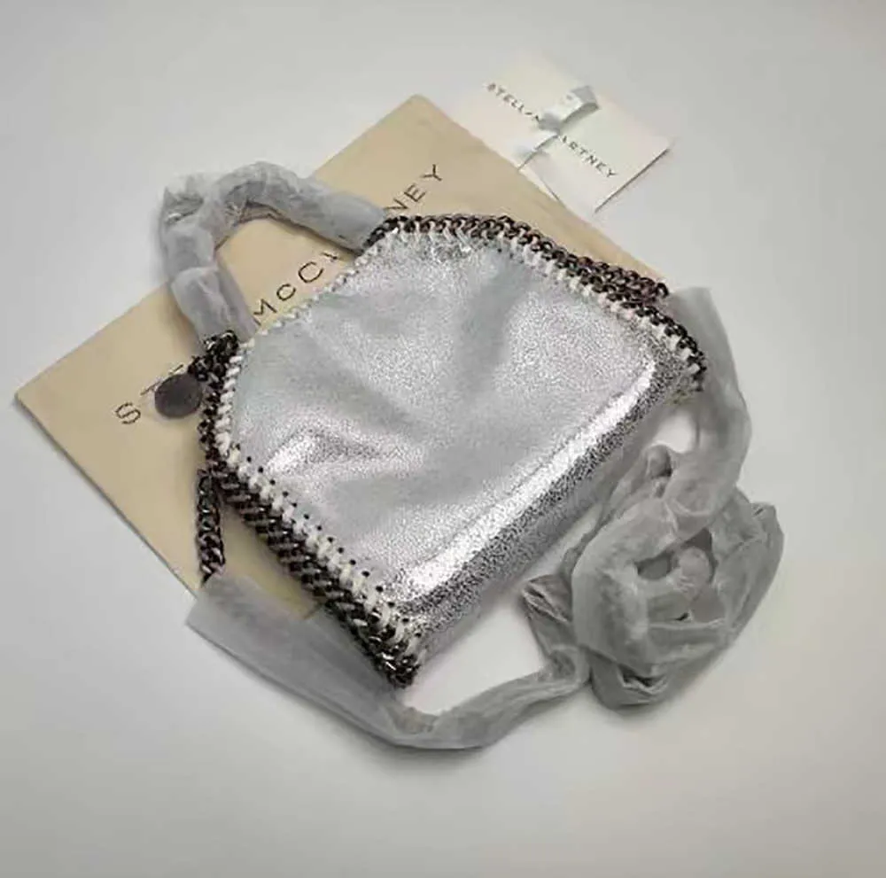 Designer Designer Stella McCartney Falabella Mini Tote Luxury Woman Metallic Sliver Black Tiny Shopping Women Premium Touch Bag