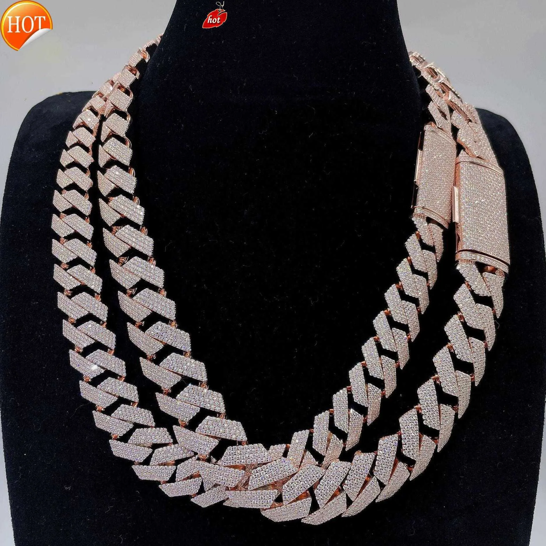 Подвесные ожерелья Hip Hop 925 Серебряное серебро VVS Moissanite Diamond Jewelry Cuban Link Chains Moissanite Ожерелье для мужчин