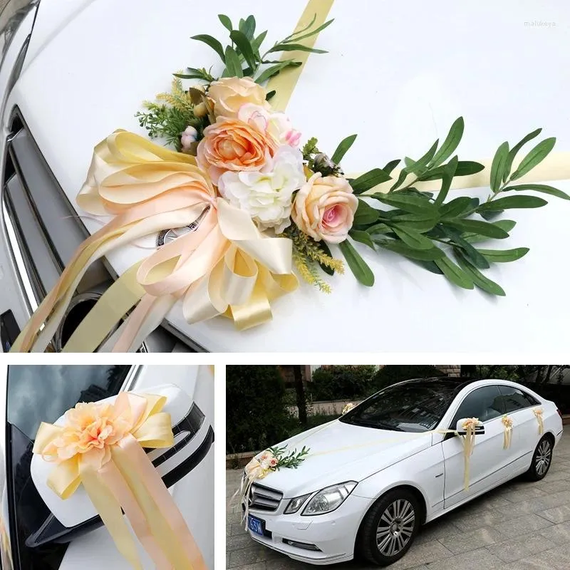 Dekoracyjne kwiaty Księżycowa Zatoka Wedding Car Silk Zestaw dekoracji kwiatów
