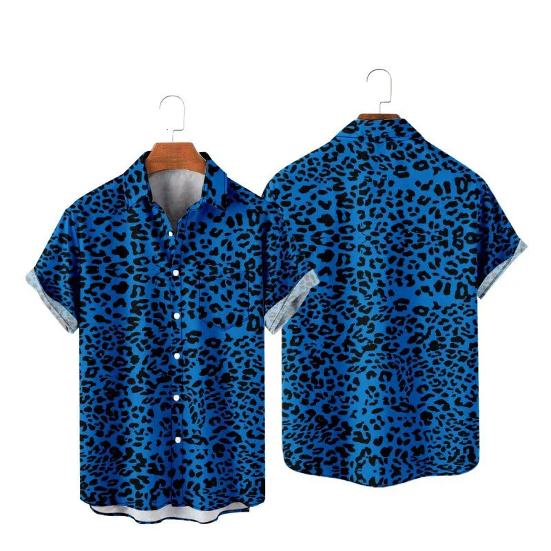 Mens Casual Shirts Hawaiian TShirt Y2K Hombre Mode Luipaard Print 3D Gezellige Korte Mouw Strand Oversized Kleding 230720
