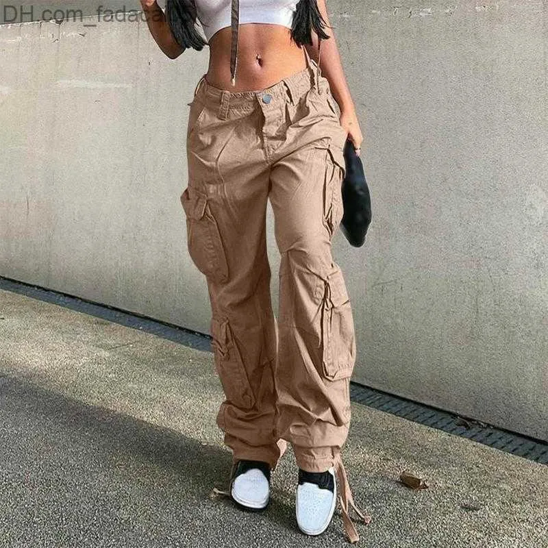 High Waist Baggy Cargo Pants With Pockets For Women Loose Fit Straight Wide  Leg Cargo Trousers Women Z230724 From Fadacai05, $21.79