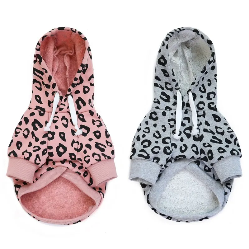 Hundkläder Dog Leopard Hooded Sweatshirt med hattar Kläder Lätt valp hoodie för liten hund katt doggy hoody outfits kattkläder 230719