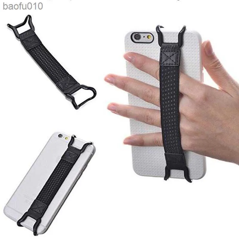 Universal Tablet Hand-rem Stand Finger Grip Elastic Band Rem med metallfäste för iPad Mobiltelefon Antislipetillbehör L230619